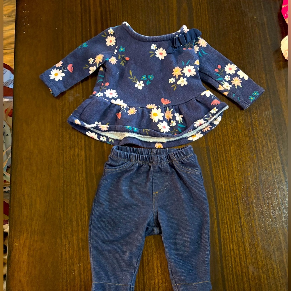 Carter's infant outfit. Floral top and jeans
